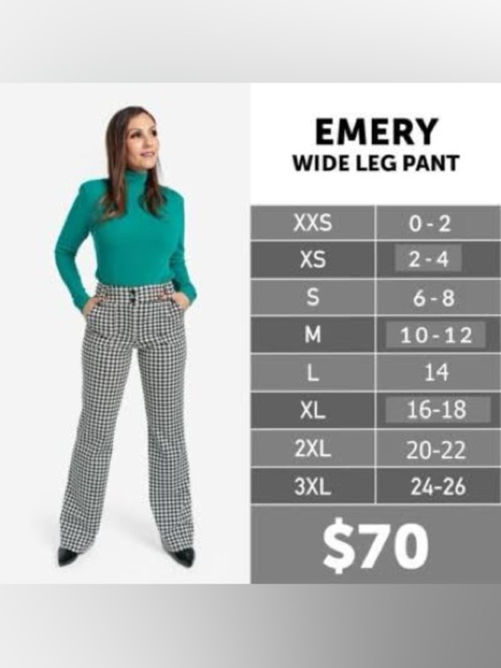 LuLaRoe Emery Black & White Houndstooth Wide Leg Pants - Picture 3 of 4
